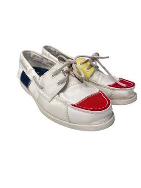 Sperry Topsider Women’s White Canvas Preppy Sailing Deck Shoe Loafer Size 7